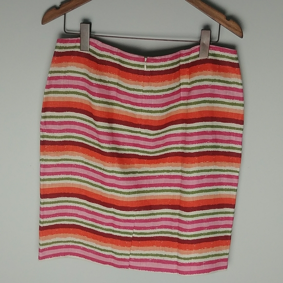 NWT Talbot Petites Striped Colorful Lined Midi Pencil Skirt Back Zipper Closure - Picture 4 of 7